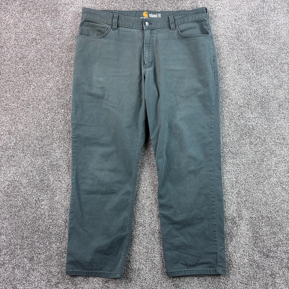 Vintage Y2K Carhartt Carpenter Pants Mens 38x30‎ Green Canvas Rigby 102517 ELM